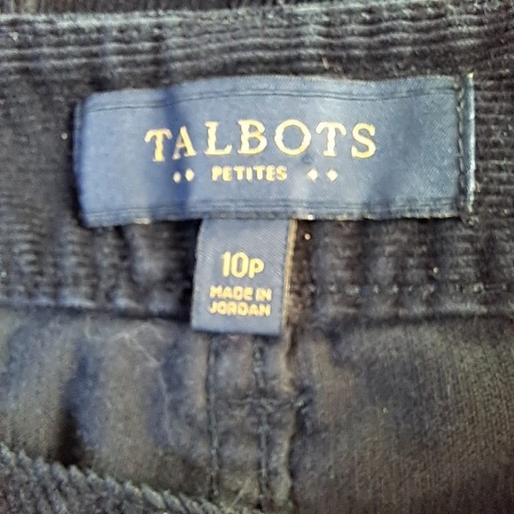 TALBOTS 10P Petite Curvy Fit Fine Wale Corduroy Pants Navy Blue Bootcut Classic - Picture 9 of 9